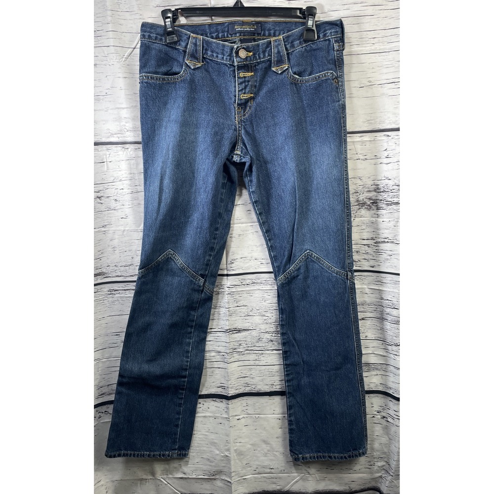 Abercrombie & Fitch Flare Jeans Women Size‎ 2 Button Fly Blue USA 90s Y2K